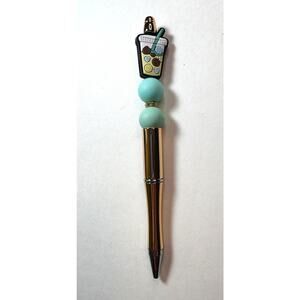 Teal Silicone Coffee Beaded Pen with Gold Accents – Great Gift Idea - vn